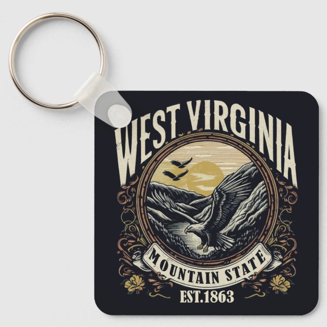 Retro West Virginia Keychain (Front)