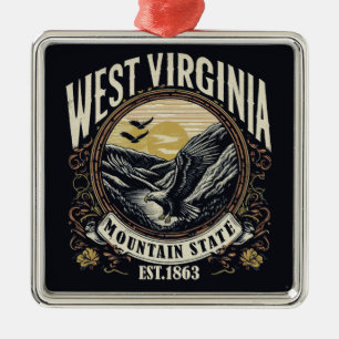 Retro West Virginia Metal Ornament