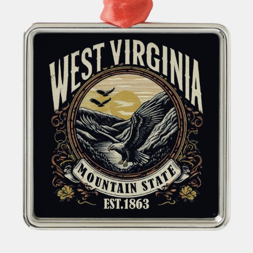 Retro West Virginia Metal Ornament
