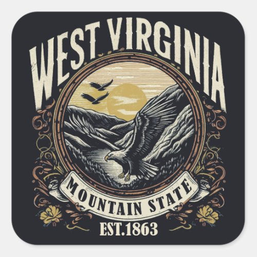 Retro West Virginia Square Sticker