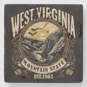 Retro West Virginia Stone Coaster