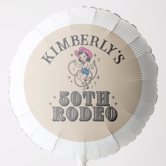 Retro Western 50th Rodeo Birthday Balloon (Front)