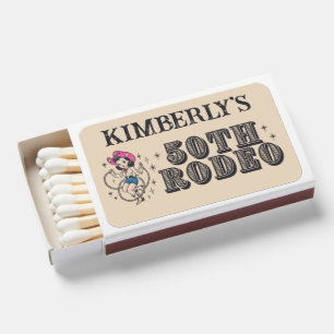 Retro Western 50th Rodeo Birthday Matchboxes