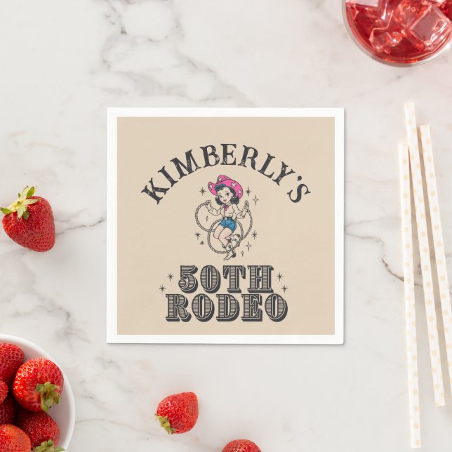 Retro Western 50th Rodeo Birthday Napkins (Insitu)