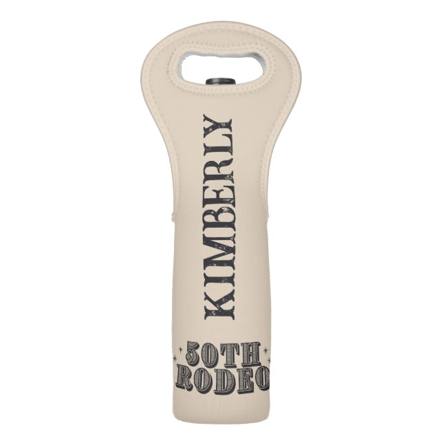 Retro Western 50th Rodeo Birthday Wine Bag (Front)