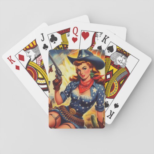 Retro Western Country Girls Poker Cards