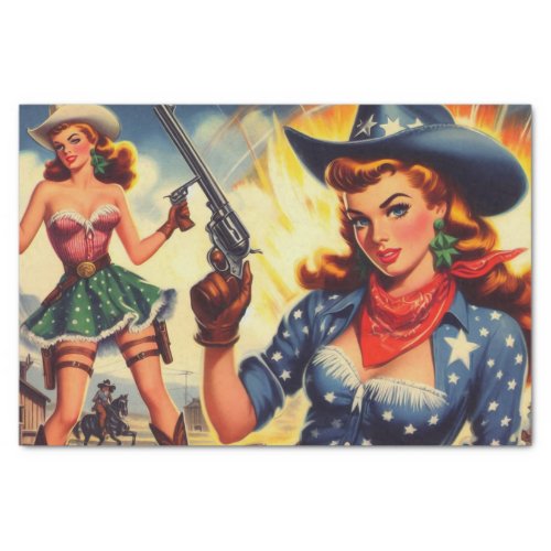 Retro Western Country Girls Tissue Paper