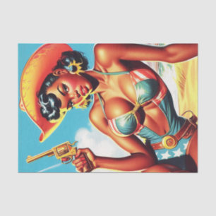 Retro Western Cowgirl Pin-up Tissue Paper