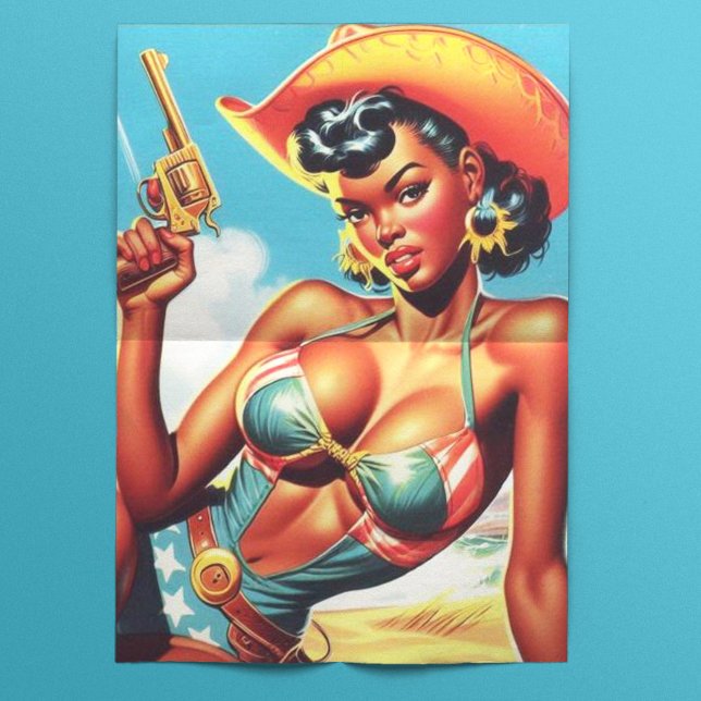 Retro Western Cowgirl Pin-up Tissue Paper (Creator Uploaded)