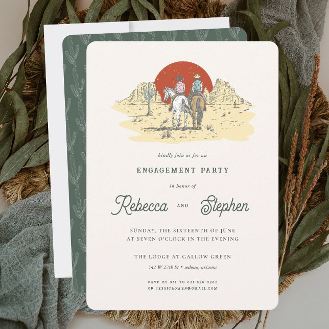 Retro Western Desert | Boho Engagement Party Invitation (Creator Uploaded)
