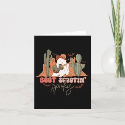 Retro Western Halloween Cute Ghost Fun Boot Scooti Card