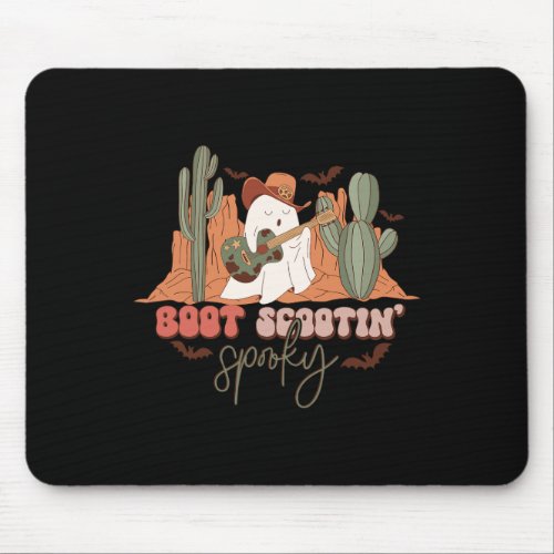 Retro Western Halloween Cute Ghost Fun Boot Scooti Mouse Pad