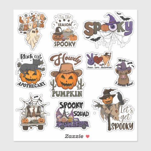 Retro Western Halloween Sticker Pack