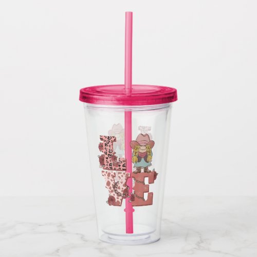 Retro Western Love Acrylic Tumbler