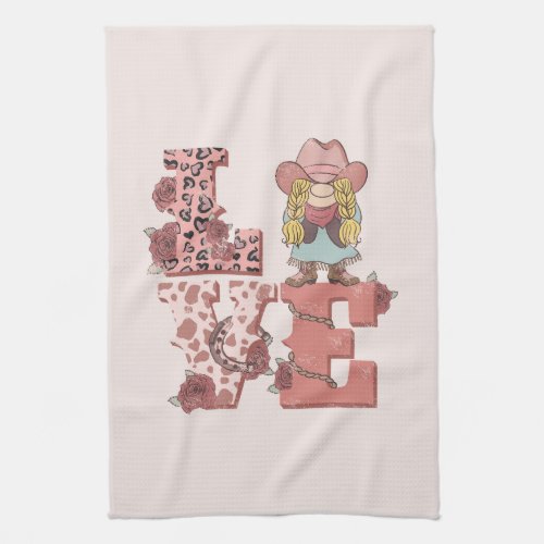 Retro Western Love Kitchen Towel