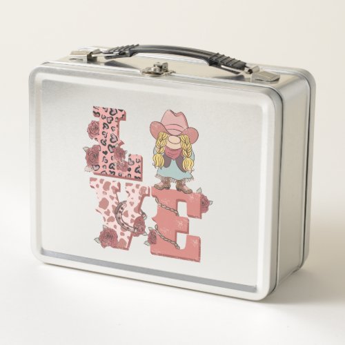 Retro Western Love Metal Lunch Box