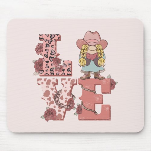 Retro Western Love Mouse Pad