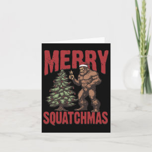 Retro Western Merry Squatchmas Funny Bigfoot Santa Card