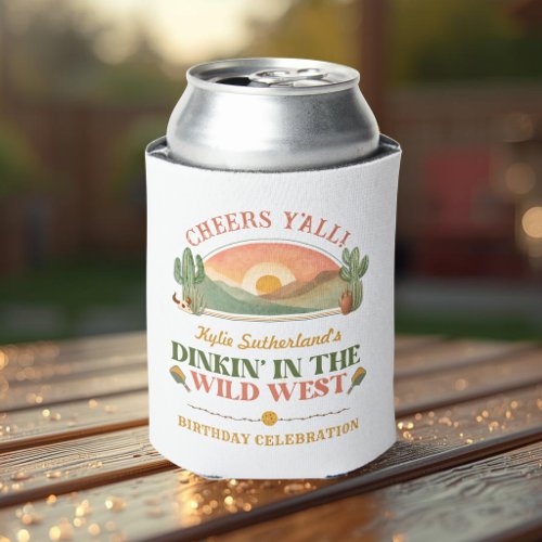 Retro Western Pickleball Dink and Drink Can Cooler