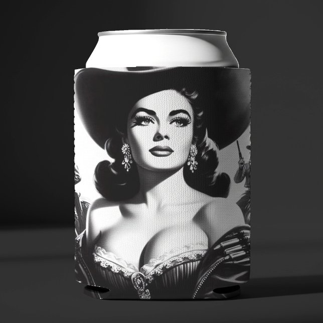 Retro Western Pin-up Can Cooler (Creator Uploaded)