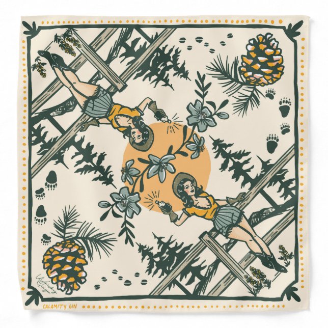 Retro Western Rodeo Cowgirl Texas Yeehaw Bandana (Front)