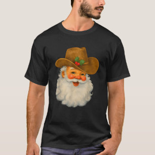 Retro Western Santa Claus Cowboy Christmas Santa H T-Shirt