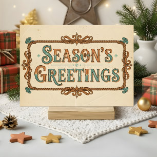 Retro Western Season’s Greetings Christmas Holiday Card
