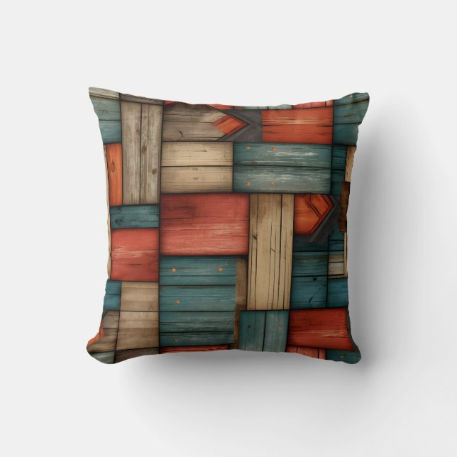 Retro Western Throw Pillow (Front)