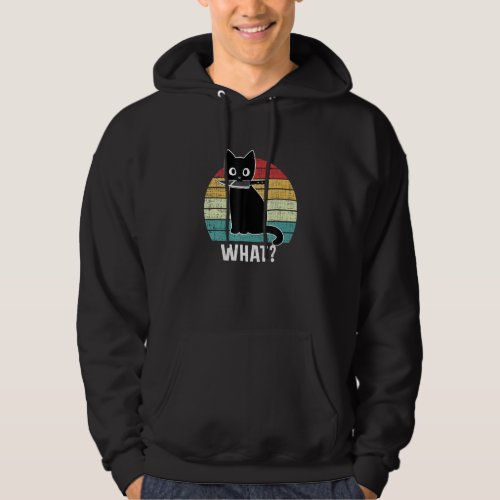 Retro What Cat Black Knife Meow Kitty Funny Cats M Hoodie