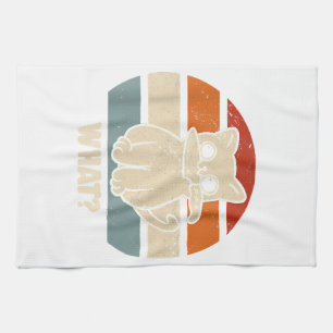Retro What Cat Knife Meow Kitty Funny Cats Mom And Kitchen Towel