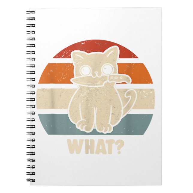 Retro What Cat Knife Meow Kitty Funny Cats Mom And Notebook (Front)