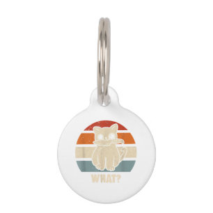 Retro What Cat Knife Meow Kitty Funny Cats Mom And Pet ID Tag