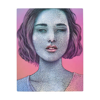 Retro Whimsical Bohemian Abstract 90's Inspired Metal Print