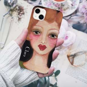 Retro Whimsical Boho Vintage Inspired Art Add Name Case-Mate iPhone 14 Plus Case