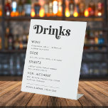 Retro Whimsical Bold Script Wedding Bar Drink Menu Pedestal Sign<br><div class="desc">This elegant drink sign would make a great addition to your wedding supplies! Easily change the text by clicking on the "personalize" option.</div>