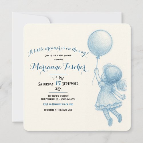 Retro Whimsical Girl's Baby Shower Invitation