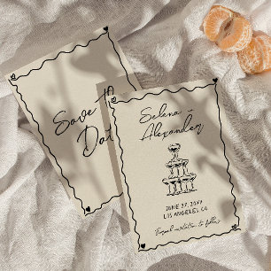 Retro Whimsical hand written wedding Save The Date