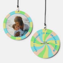 Retro Whimsical Happy Birthday Mom custom photo