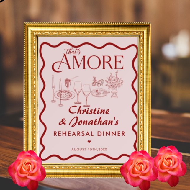 Retro Whimsical  Italian Food Rehearsal Dinner Foam Board (Creator Uploaded)