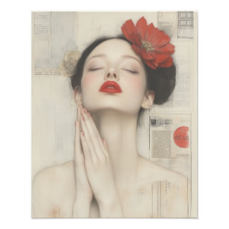 Retro Whimsical Lady Photo Print