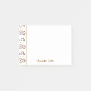 Retro Whimsical Mandala Boho Pattern Name Post-it Notes