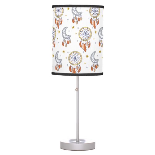 Retro Whimsical Mandala Boho Pattern Name Table Lamp