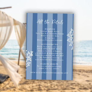 Retro whimsical striped beach wedding details enclosure card