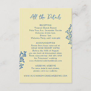 Retro whimsical summer beach wedding details  enclosure card