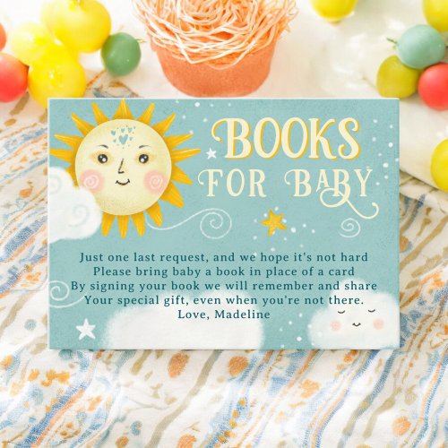 Retro whimsical Sun and Clouds books for baby Enclosure Card