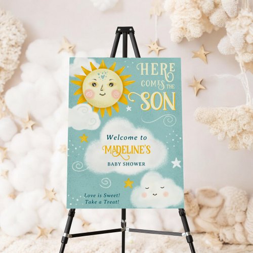 Retro whimsical Sun here comes the son baby shower Foam Board