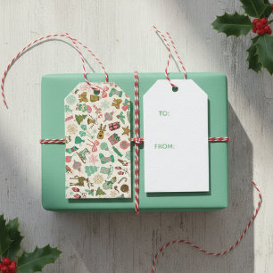Retro Whimsy Folk Art Christmas Gift Tags