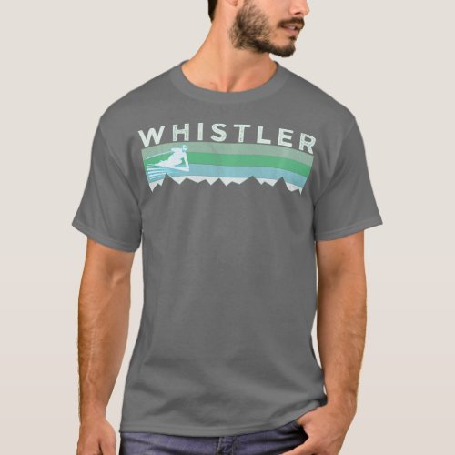 Retro Whistler BC Canada Distressed Skiing Long Sl T_Shirt