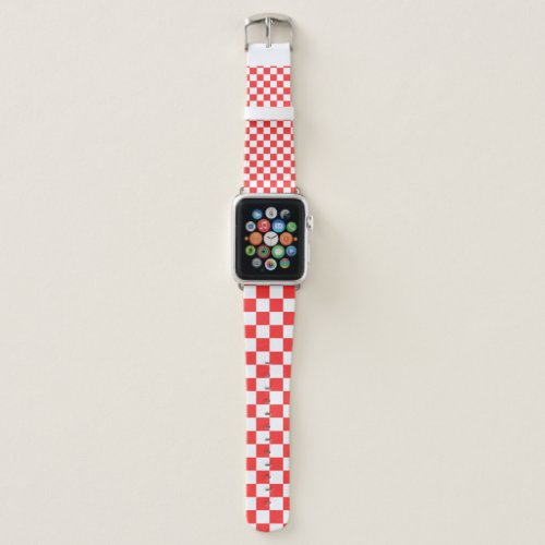 Retro White And Red Checkered Apple Watch Band