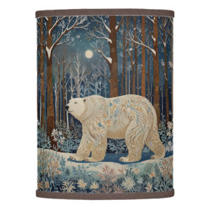 Retro white bear boho winter woodland forest lamp shade